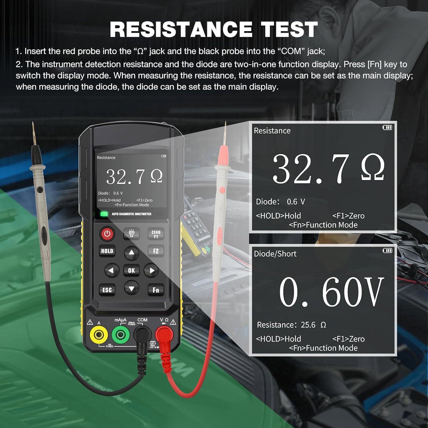 Automotive Digital Multimeter Tester with Oscilloscope Measures AC/DC Voltage