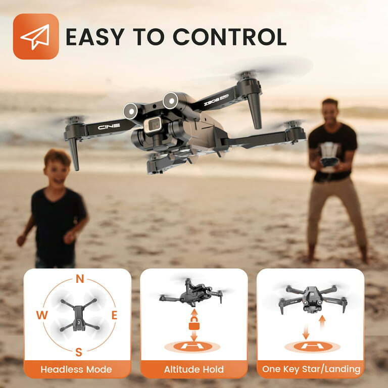 Deerc D96 Drones 4K Dual HD Camera Foldable FPV RC Quadcopter 3 Batteries 36mins