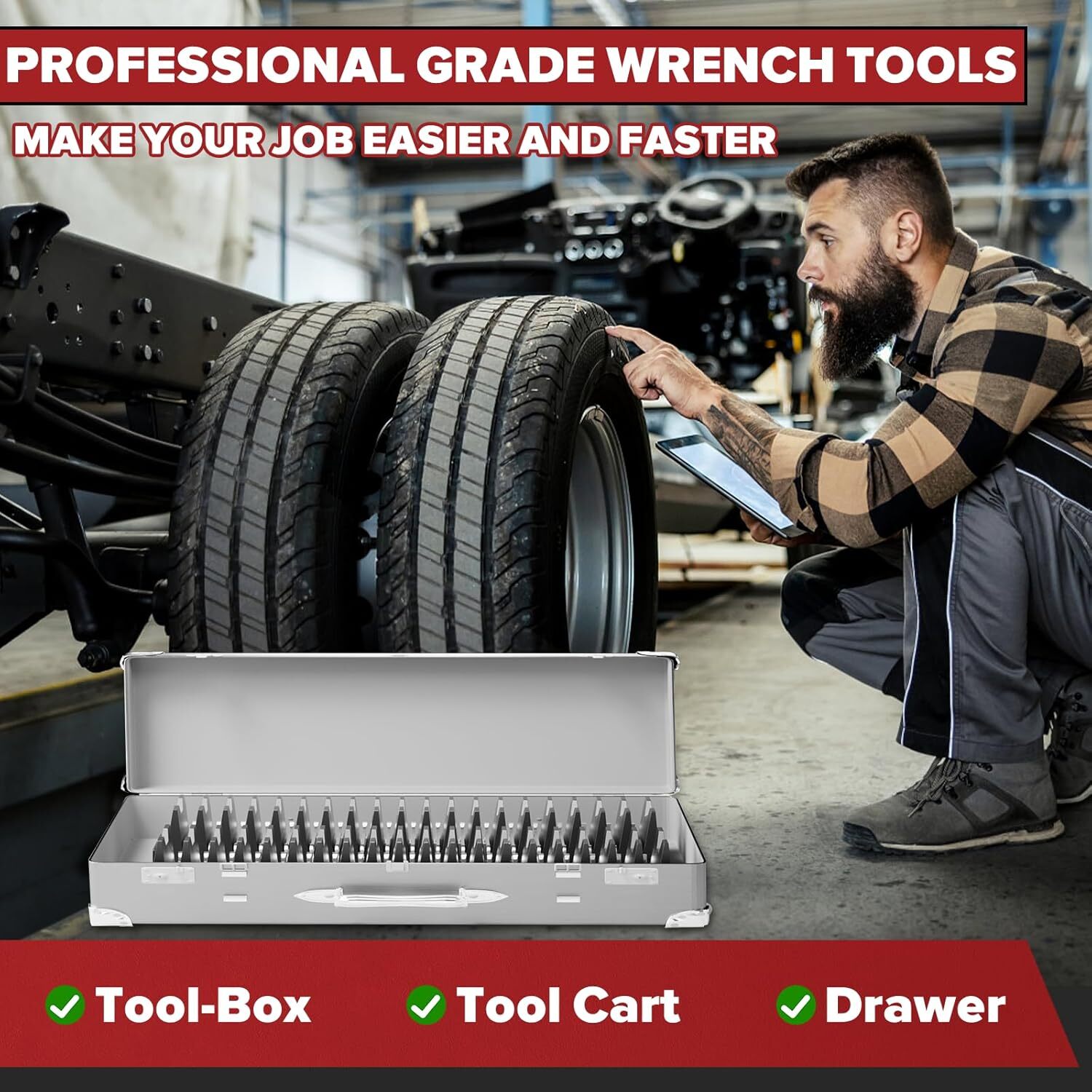 40X Magnetic Modular Wrench Organizer Compact Tool Storage Slots hold Tools SAE