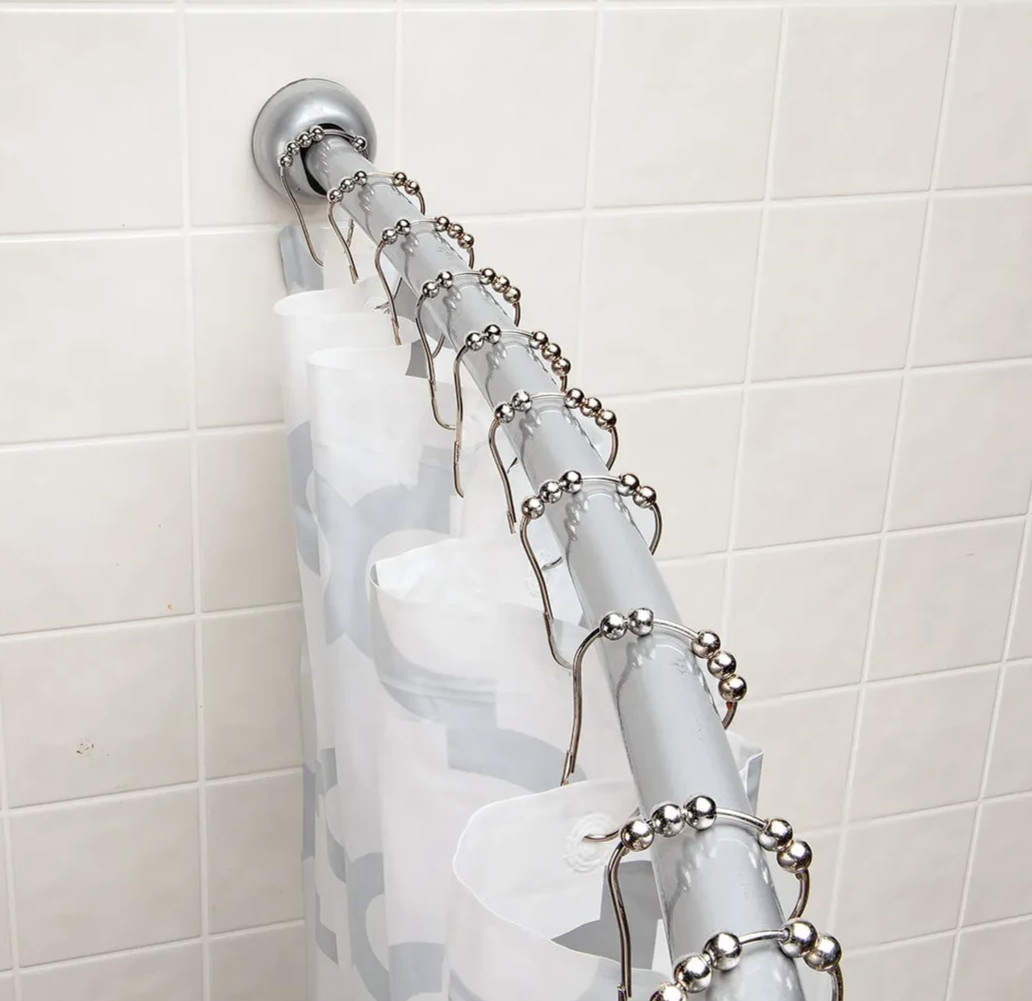 40" - 64" Wall Mountable Curved Adjustable Shower Rod Chrome Finish 1" Diameter