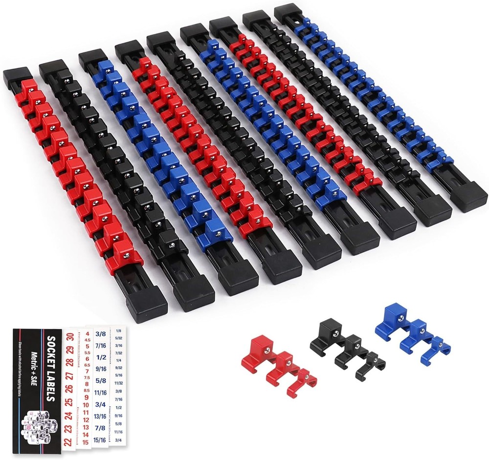 Versatile 9-Piece Socket Organizer - Efficient Tool Storage Solution
