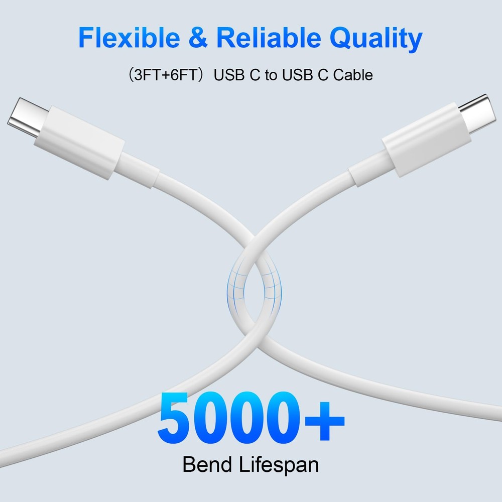 3FT USB C to C Charger Cable for Google Pixel Fast 3FT/1M, White