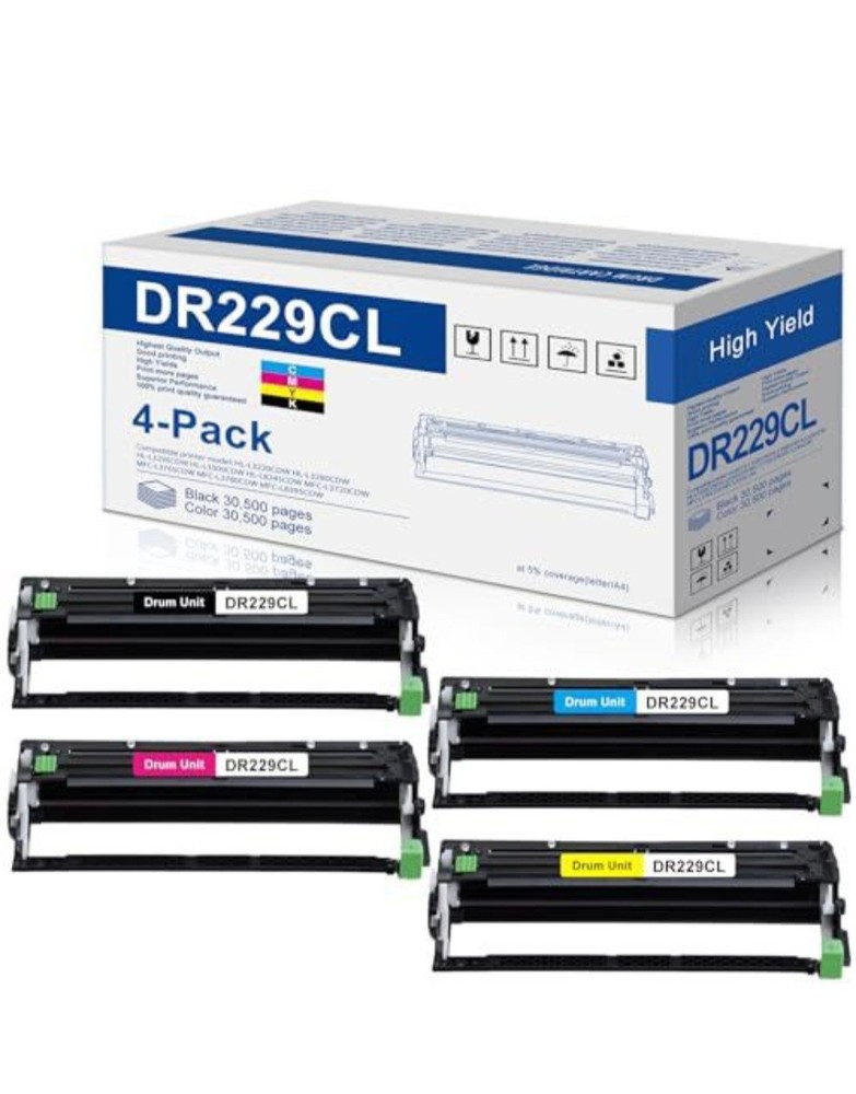 DR229CL 4-Pack Drum Unit Replacement- Brother Printers MFC-L3780CDW HL-L3280CDW