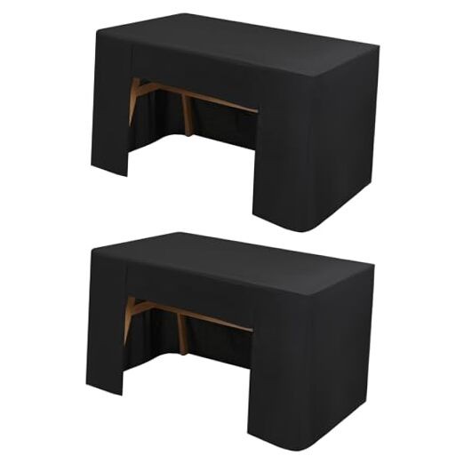 2 Pack Fitted Tablecloth, Open Back Fitted Table Cloths for 4 2 Pack 4FT Black