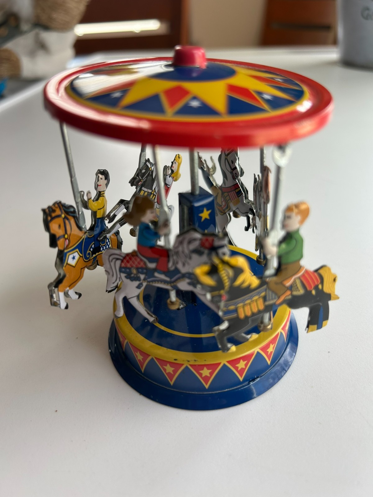Schylling Pull & Spin Carousel Tin Toy 4" x 3"