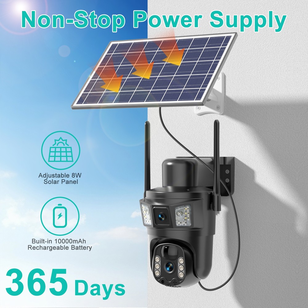 2PCS Solar Battery Powered Wireless Outdoor Home Security WiFi Camera System