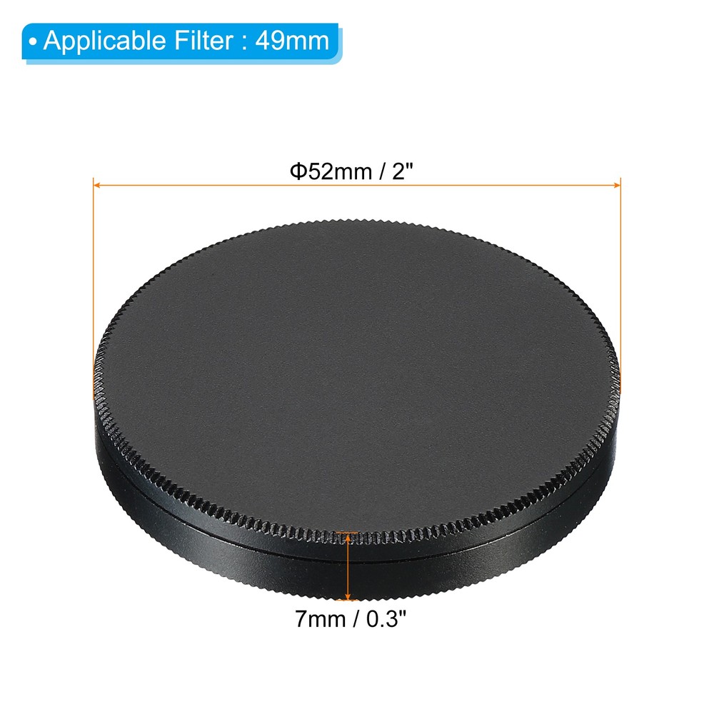 49mm Lens Filter Stack Cap, 2pcs Aluminum Lens Cap with Cleaning Cloth