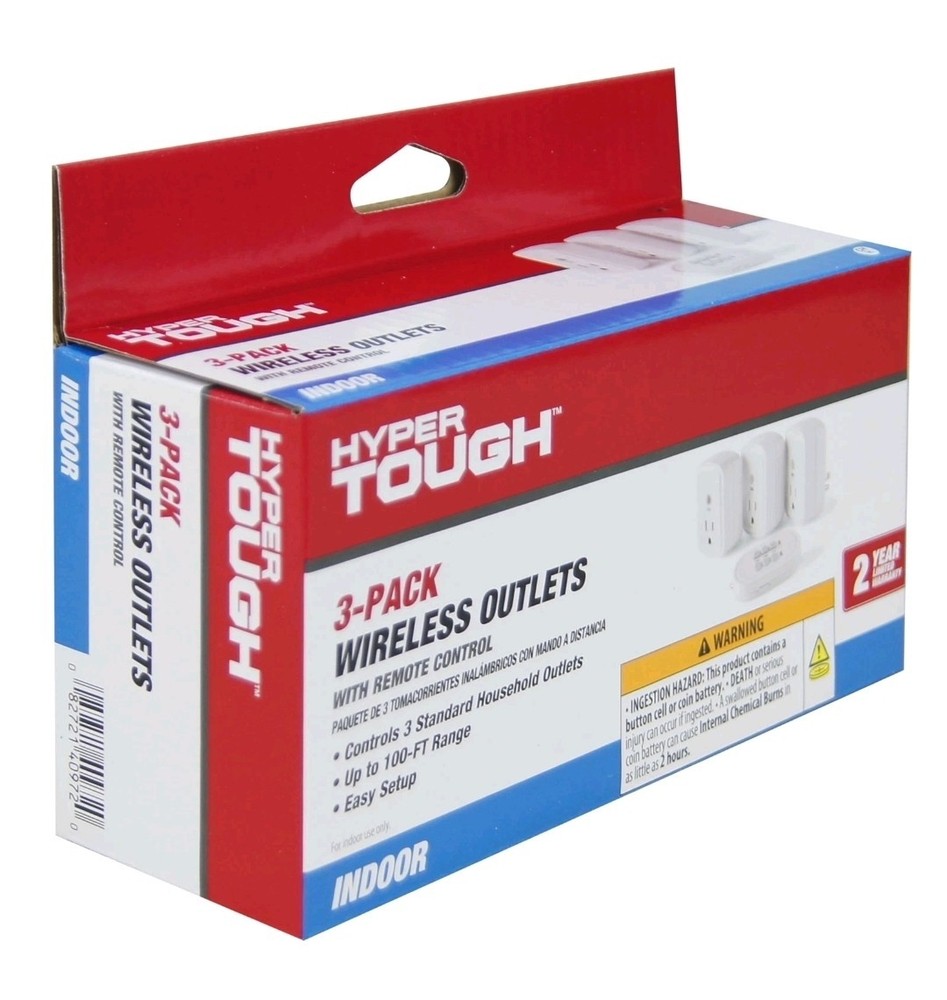 Indoor 3 Pack 1-Outlet Wireless Remote Control, White B8