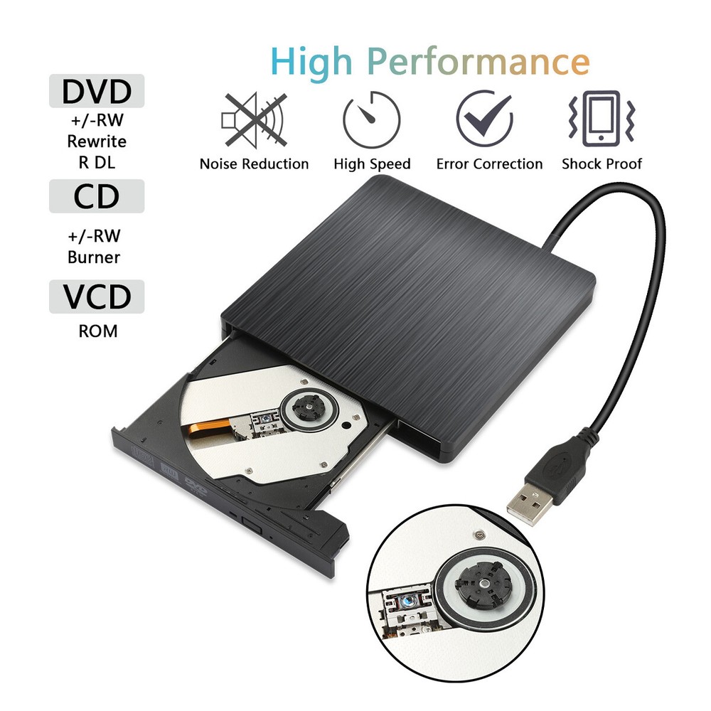 Slim External USB CD DVD RW ROM Writer Drive Burner Reader Player PC Laptop