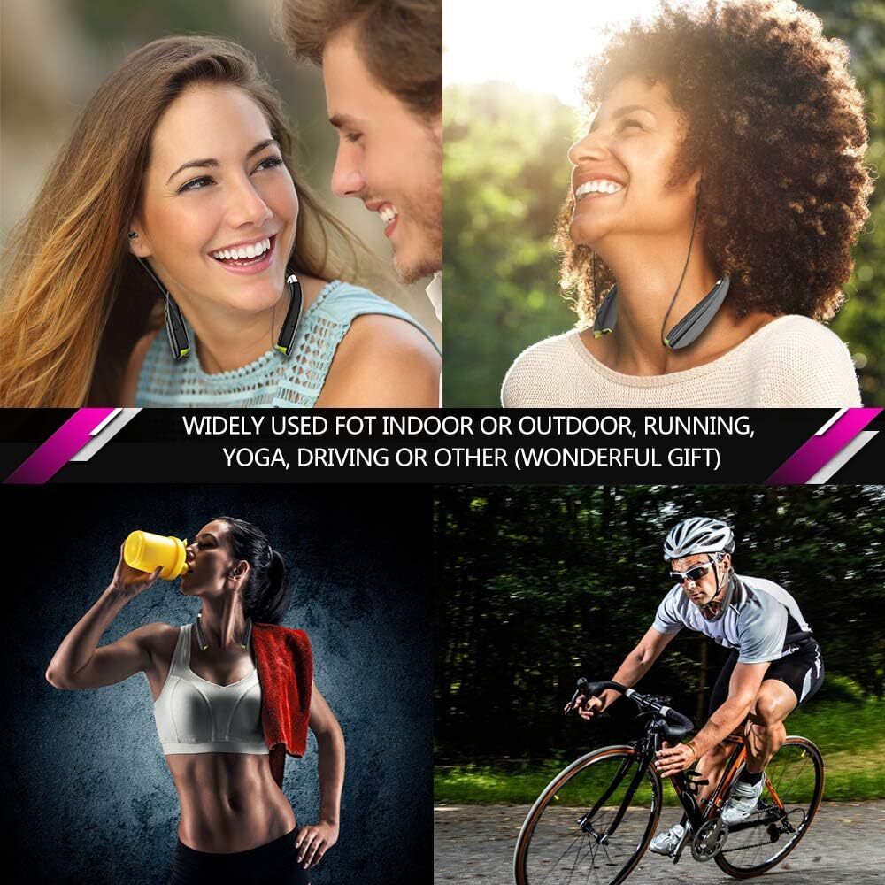 Bluetooth Headphones, BEARTWO Upgraded Foldable Wireless Neckband Headset NEW