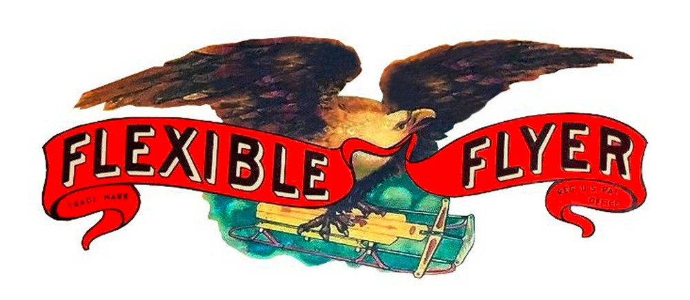 FLEXIBLE FLYER DECAL WATER SLIDE, EAGLE /SLED LASER PRINTED WHITE BACKING