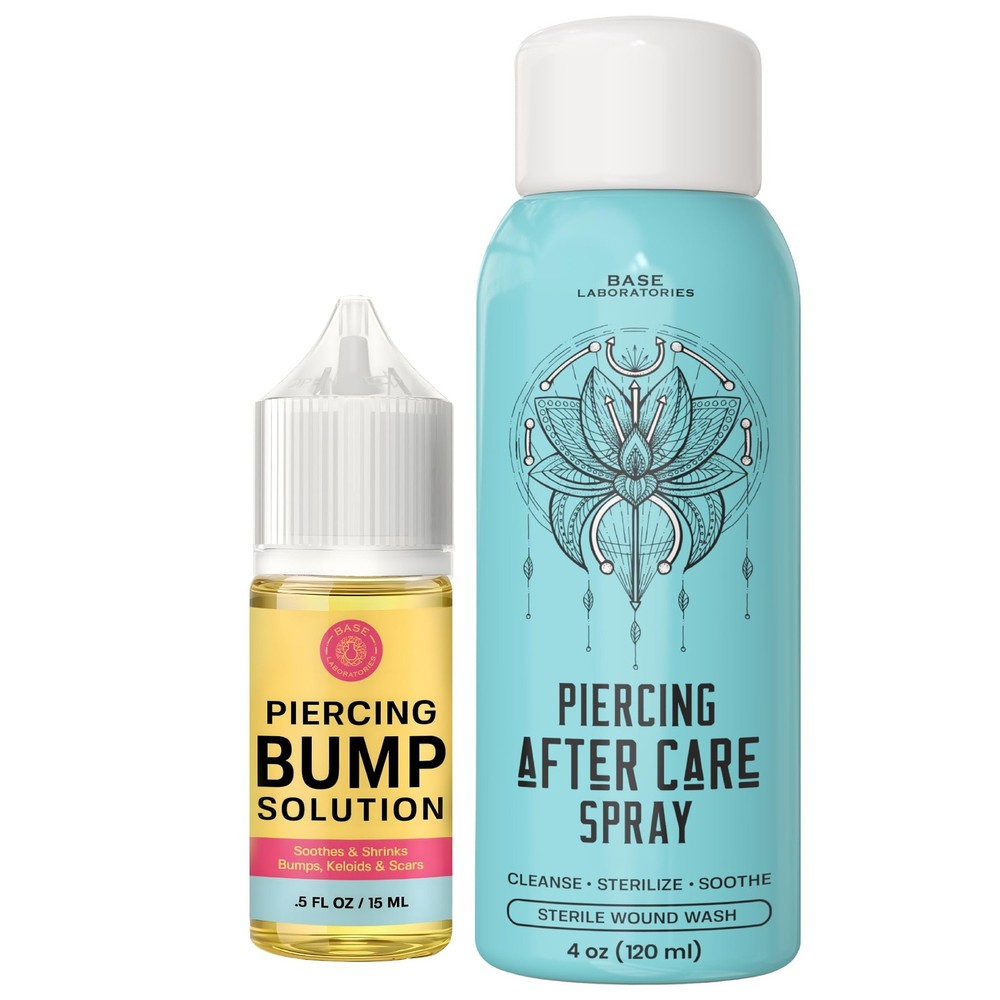 Piercing Aftercare Kit: Keloid & Piercing Bump Solution Oil(15ml) + Piercing ...