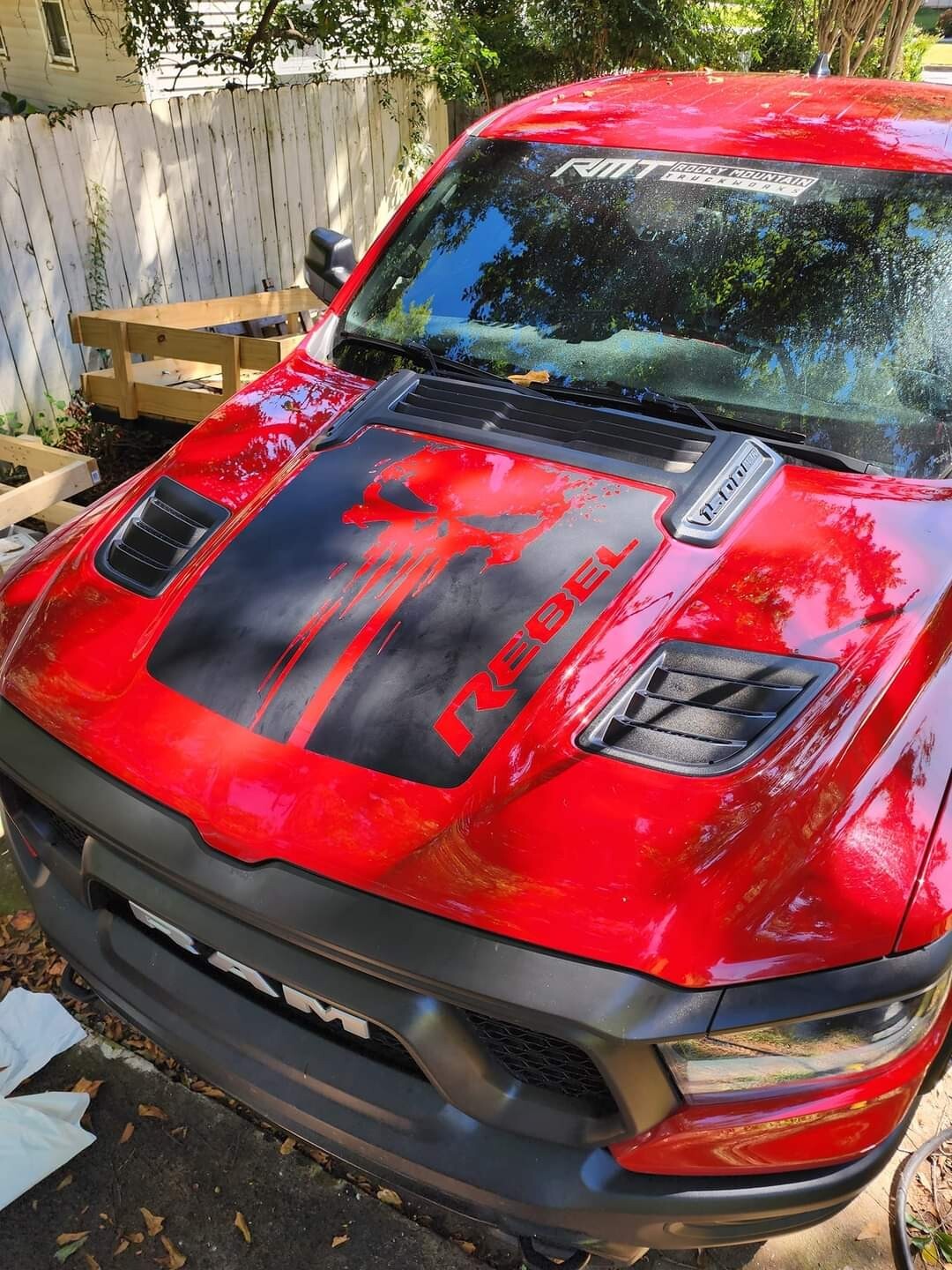 Compatible with RAM Rebel Vinyl graphics Punisher Style Hood & Bedsides Package