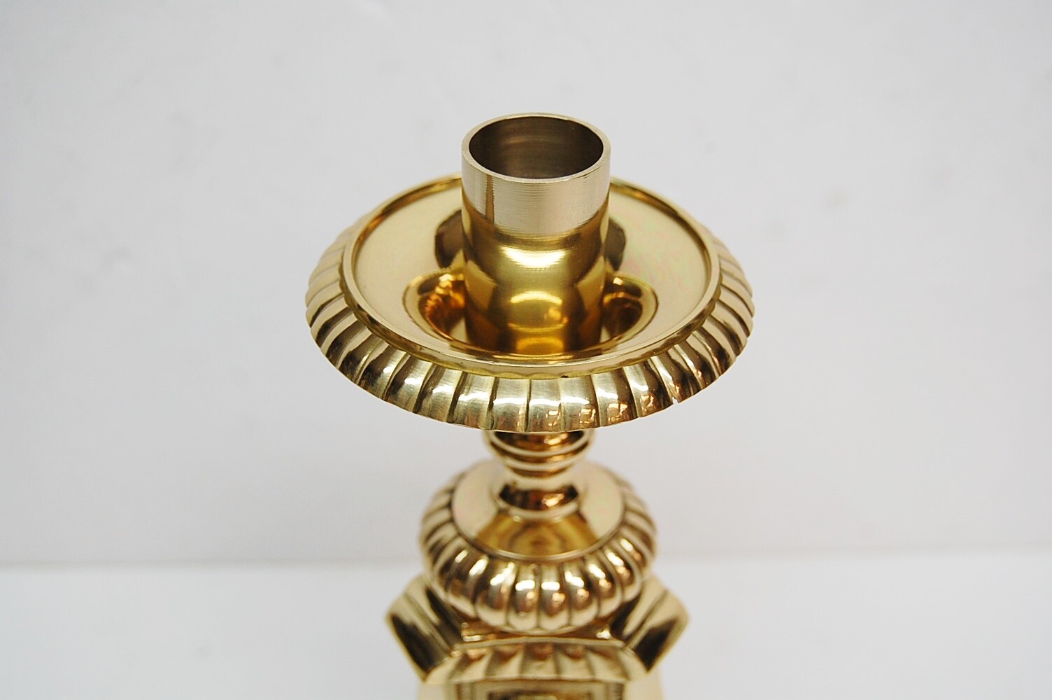 SET OF 6 SHORT 6" BRASS JMJ ALTAR CANDLE STICKS & ALTAR CROSS - 175sh