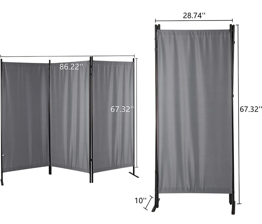 3 Panels Grey Room Divider