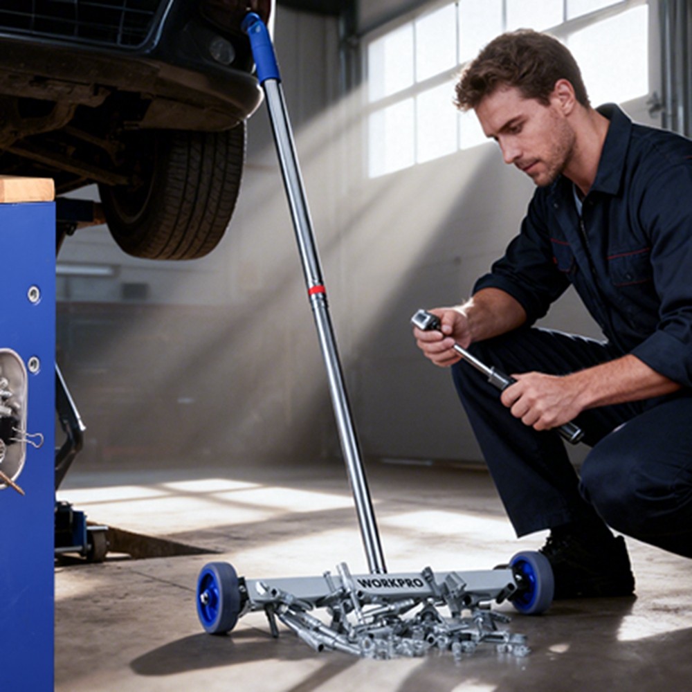 Heavy Duty Magnetic Pickup Tool 17" Rolling Sweeper Telescoping AdjustableHandle