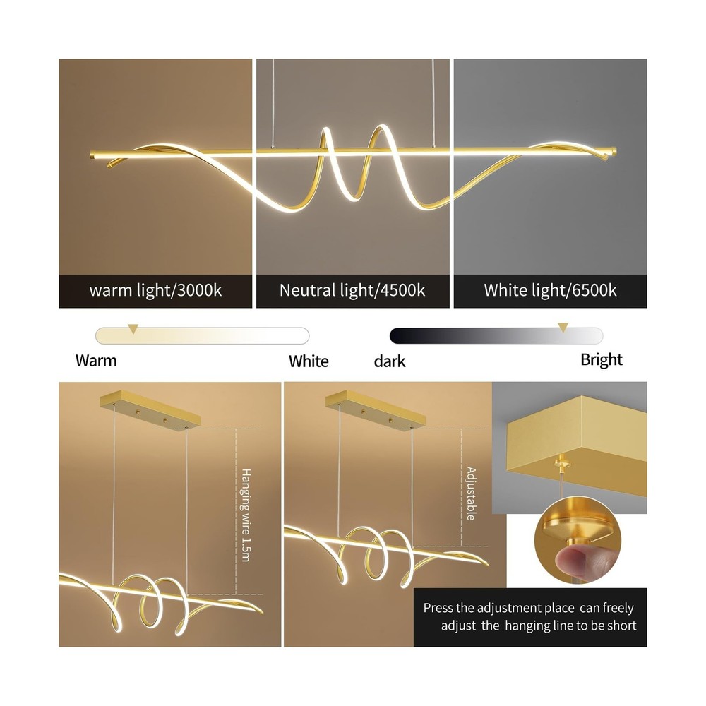 Modern Design Dimmable Desk Linear Pendant Light, with Remote Contr... Fast Ship