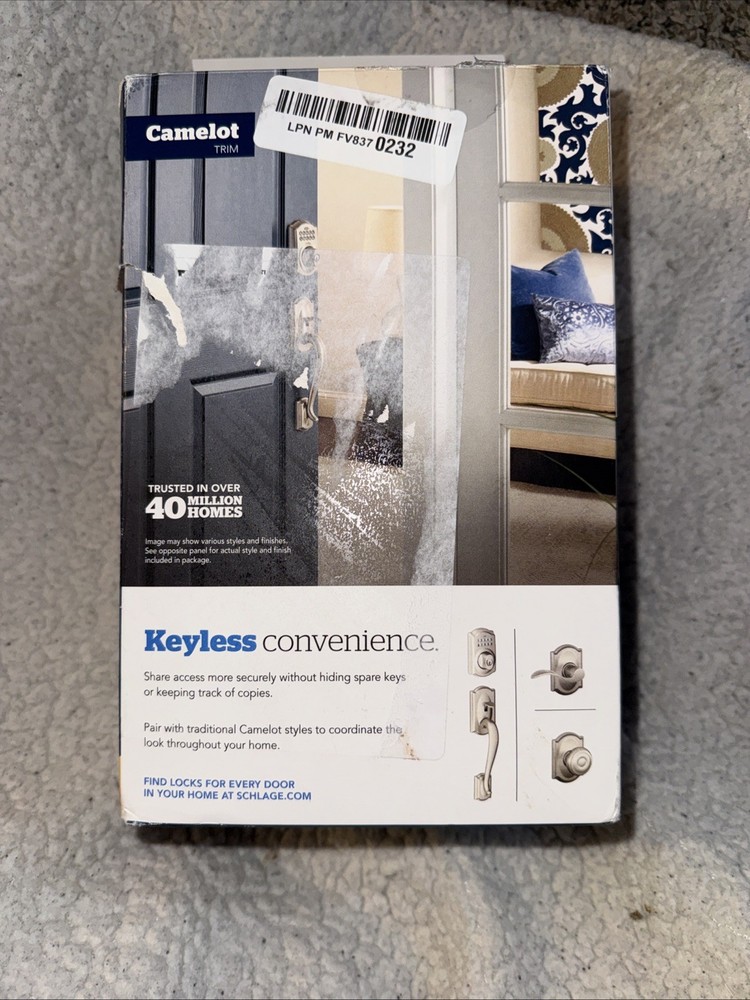 Schlage BE365 V CAM 619 Camelot Keypad Entry with Flex-Lock MISSING KEY