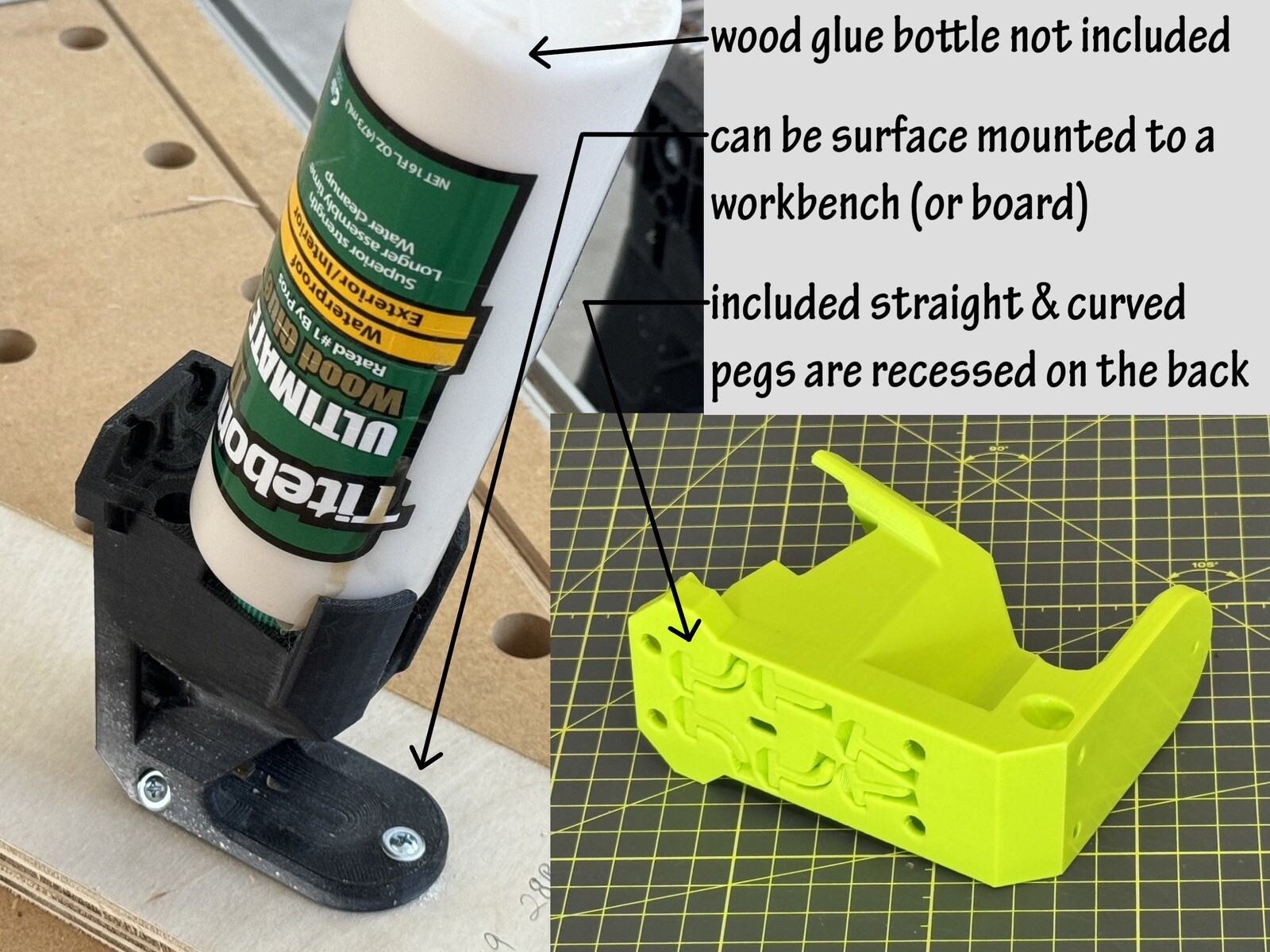 Holder For Wood Glue Bottle Holds With Tip Down. Garage Shop Woodworking Crafts