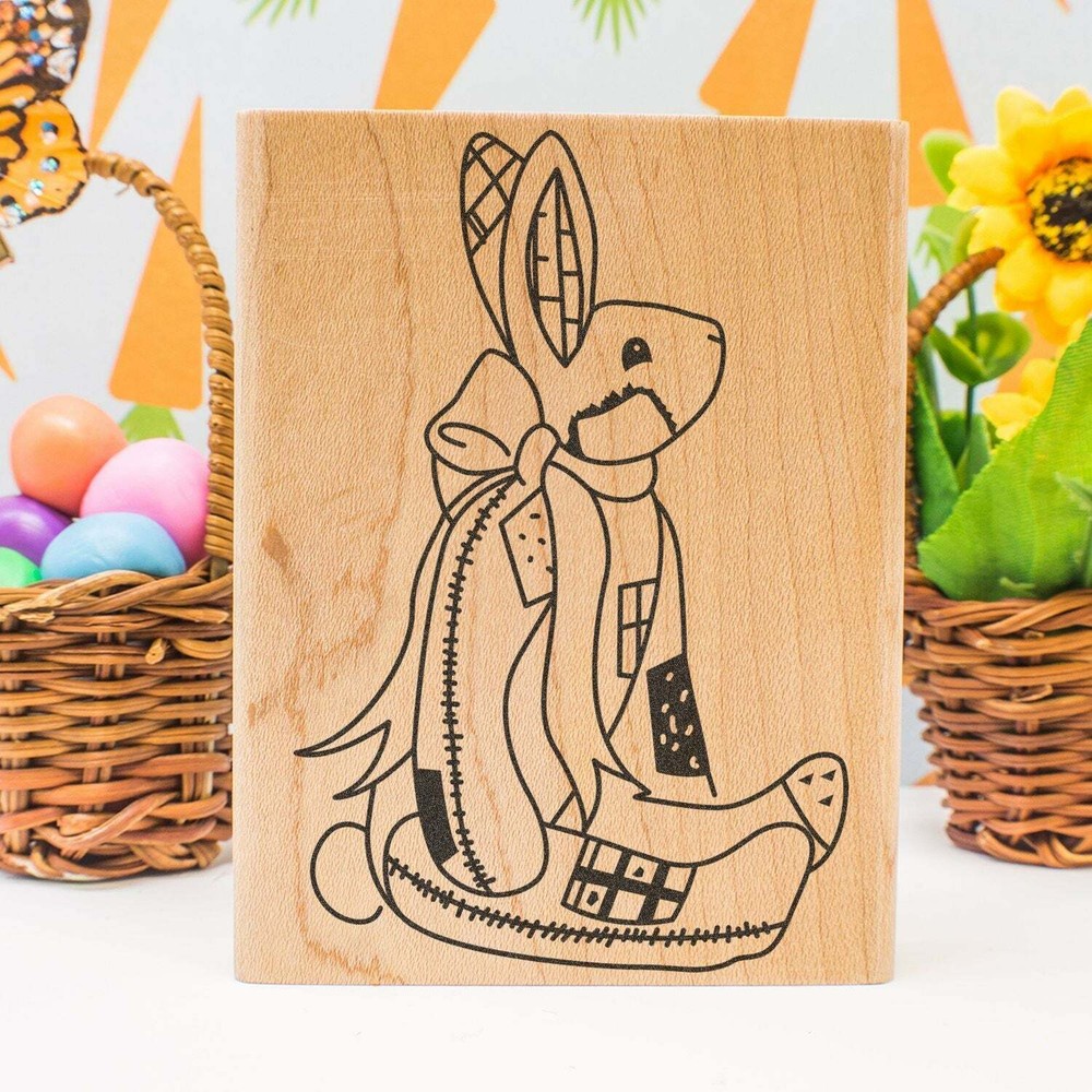 Patchwork Bunny Art Rubber Stamp