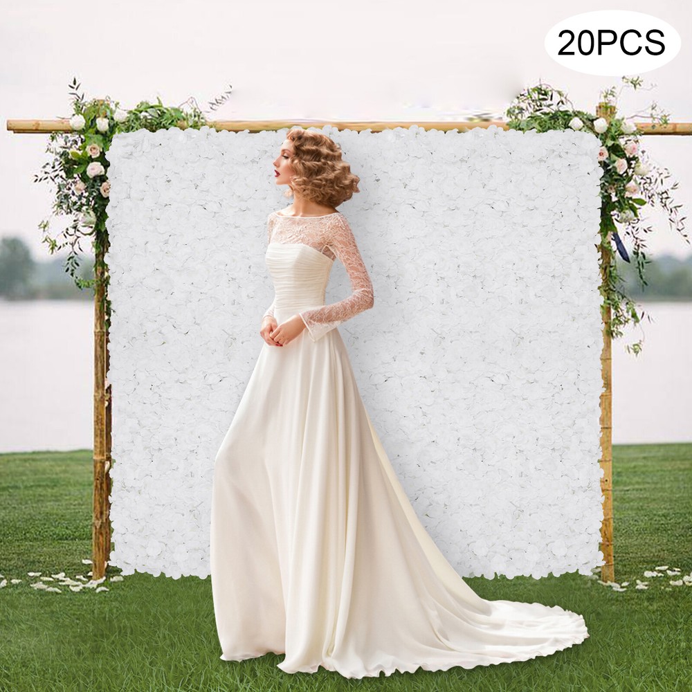20Pcs Flower Panel White Artificial Flower Wall Panel Flower Backdrop Wall Decor
