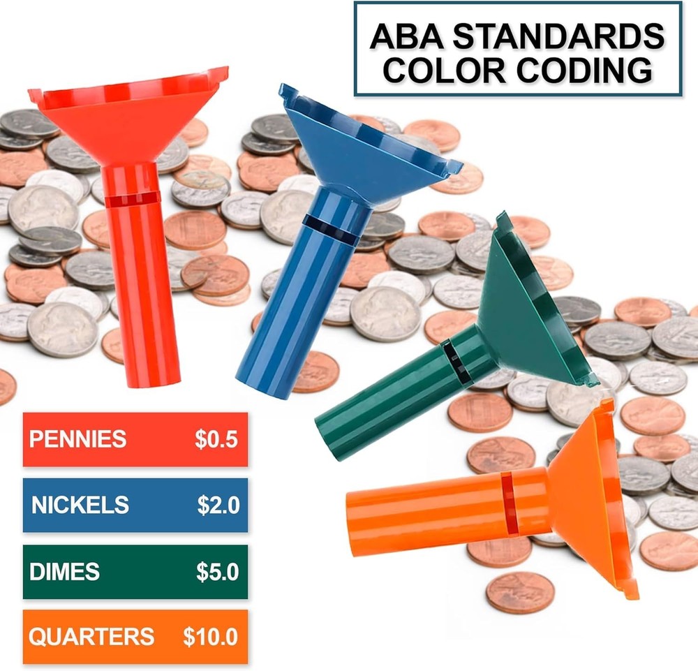 Compact Coin Counting Tubes with Assorted Flat Wrappers for Easy Organization