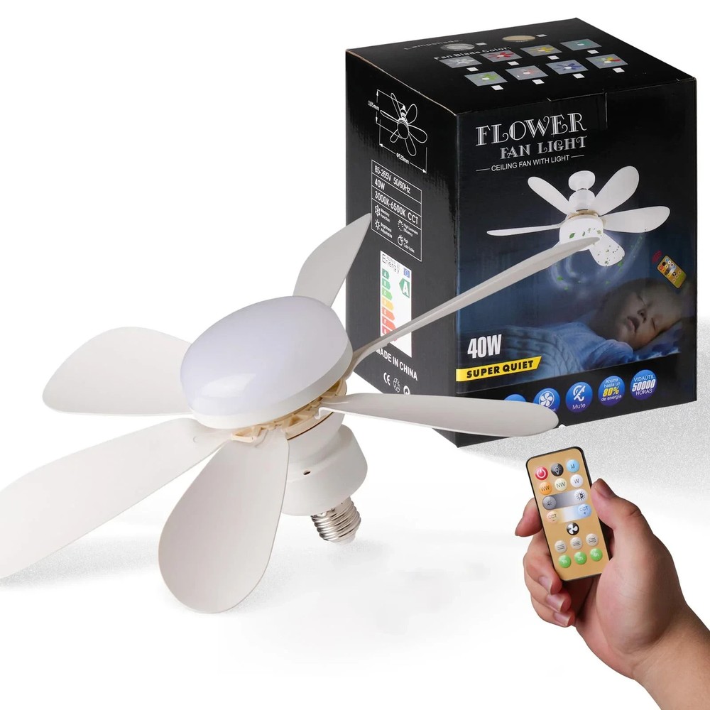 Socket Ceiling Fans with Lights and Remote- Socket Fan light with Dimmable Led
