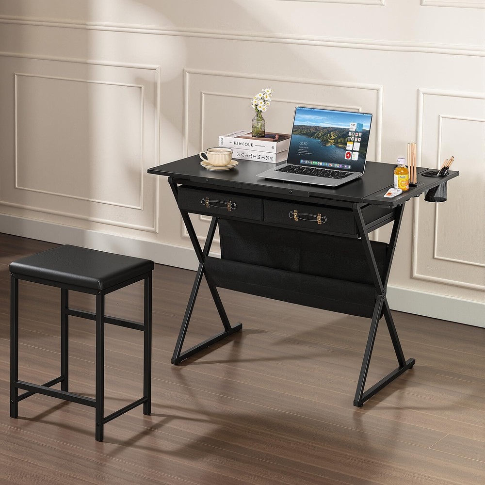 Drafting Table Art Desk Art Table Adjustable Drawing Table Tilted Tabletop wi...