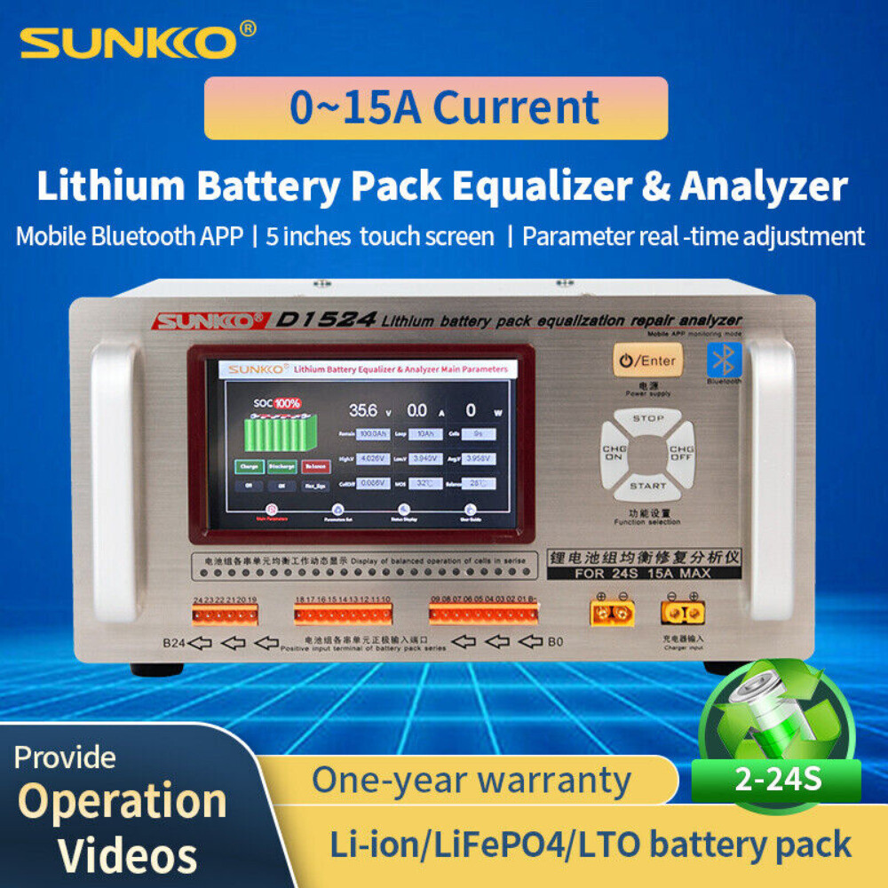 SUNKKO D1524 15A Battery Equalizer Analyzer Bluetooth Control Car Repair