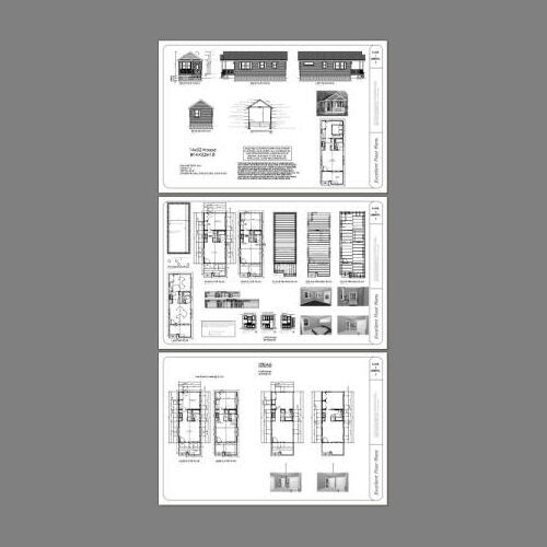 14x32 Tiny House -- 447 sq ft -- PDF FloorPlan -- Model 1B