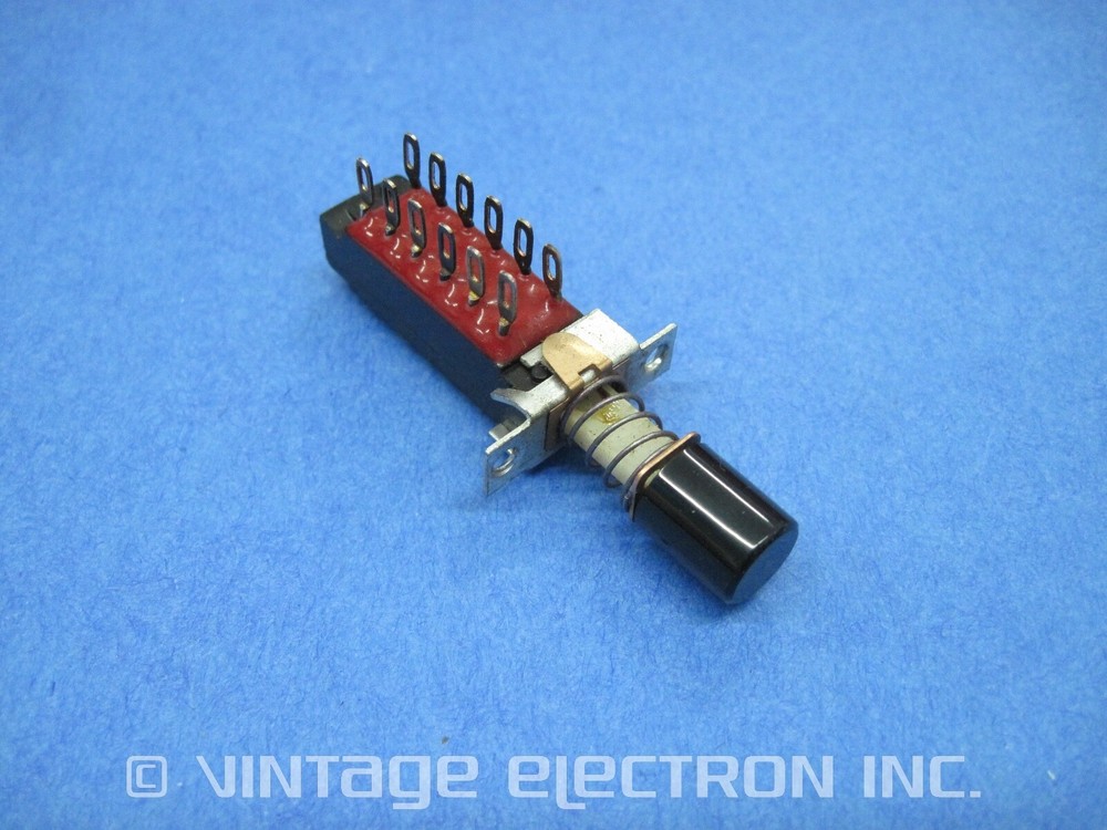 Pushbutton Switch Assy w/Cap: 1X4PDT, 12 Pin, Locking, $9.95/ea