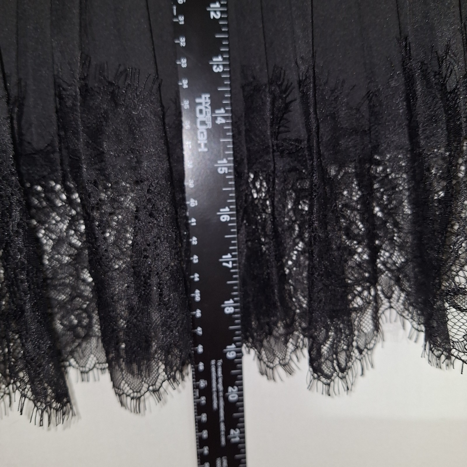 Black Y2K-style Lace Mini Skirt Pleated Ruffle Trim M Coquette Fairy Grunge Punk