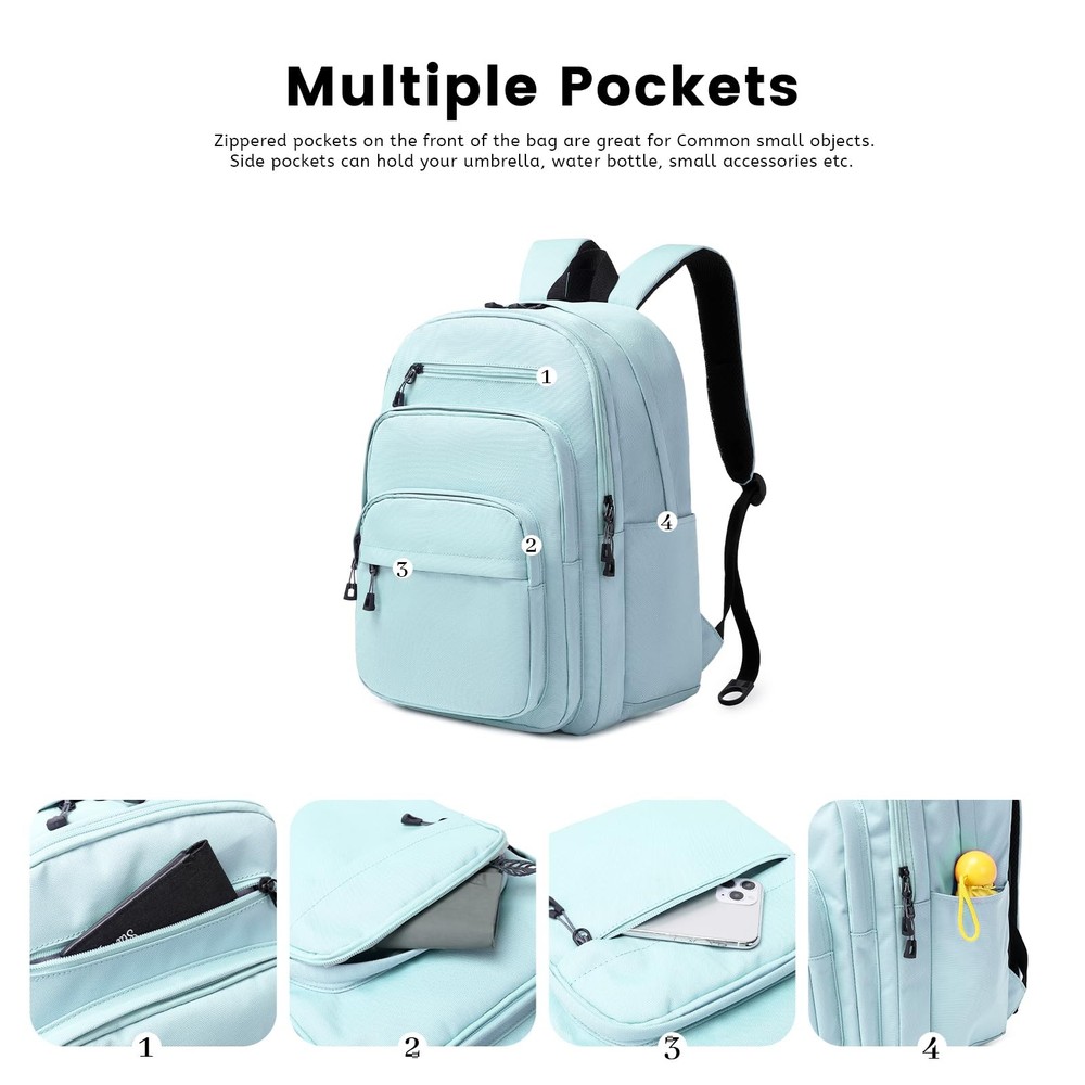 Basic Multi-Pocket Multipurpose Backpack Classical Water Resistant Student Bo...