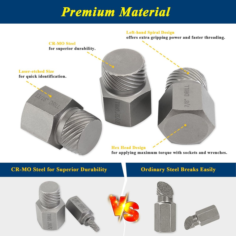 PRIDE&CRAFT 25Pcs Screw Extractor Set, Heavy Duty Bolt Extractor Set, Hex Hea...