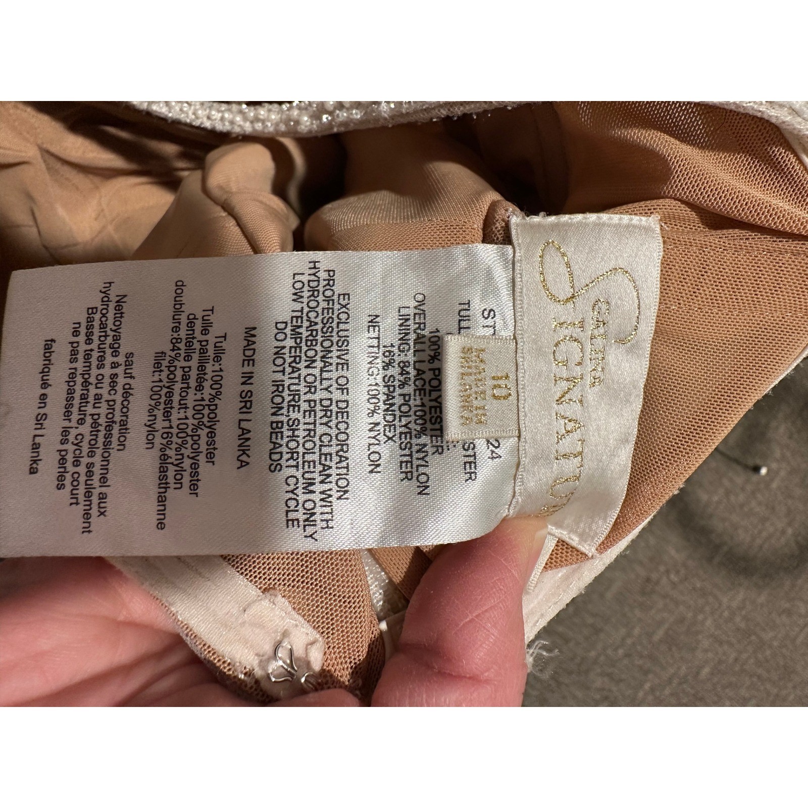 Galina Signature SWG824 Ivory Nude Lace Mermaid Wedding Dress Glitter Tulle