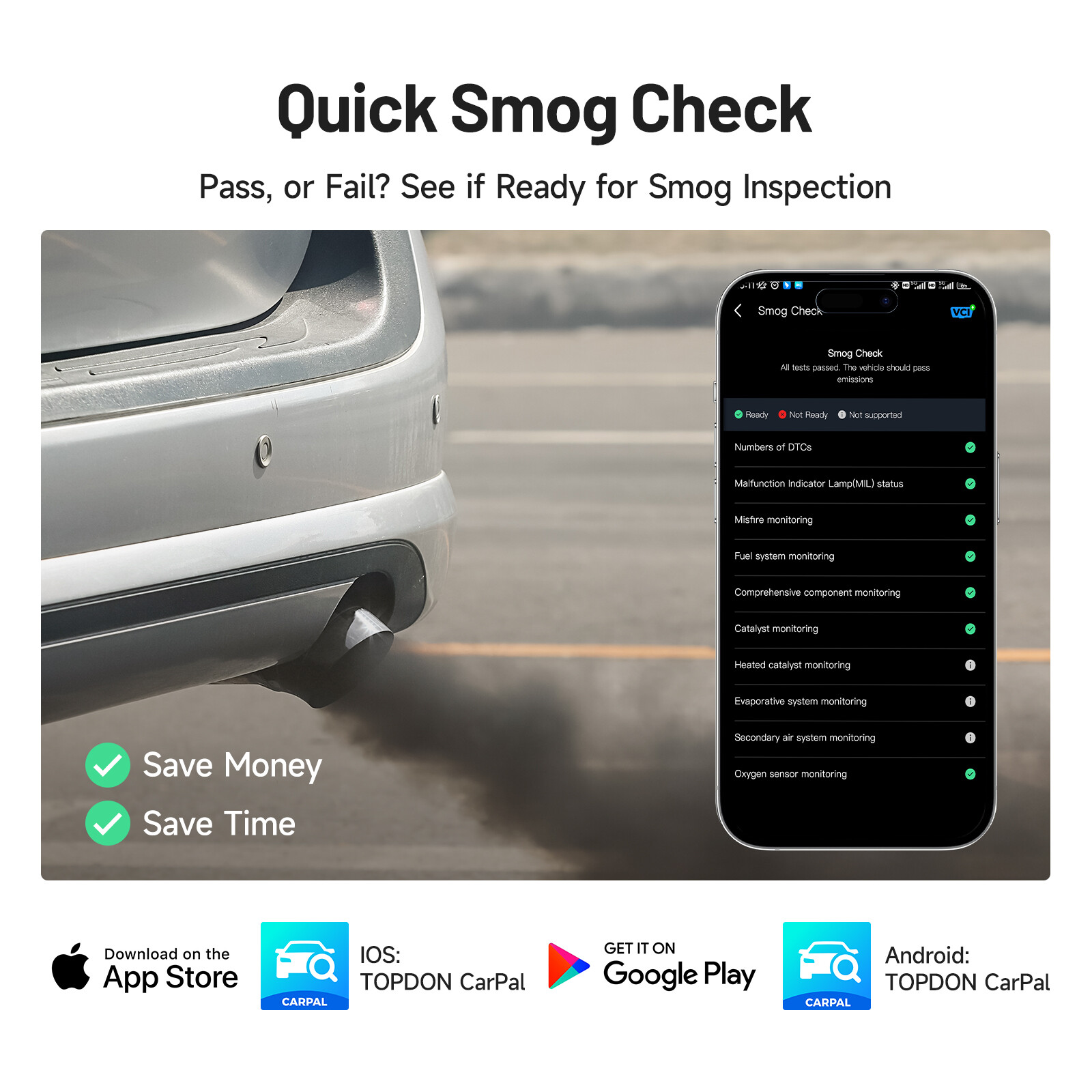 TOPDON CarPal-E OBD2 Diagnostic Tool Scanner All System Bluetooth Code Reader US