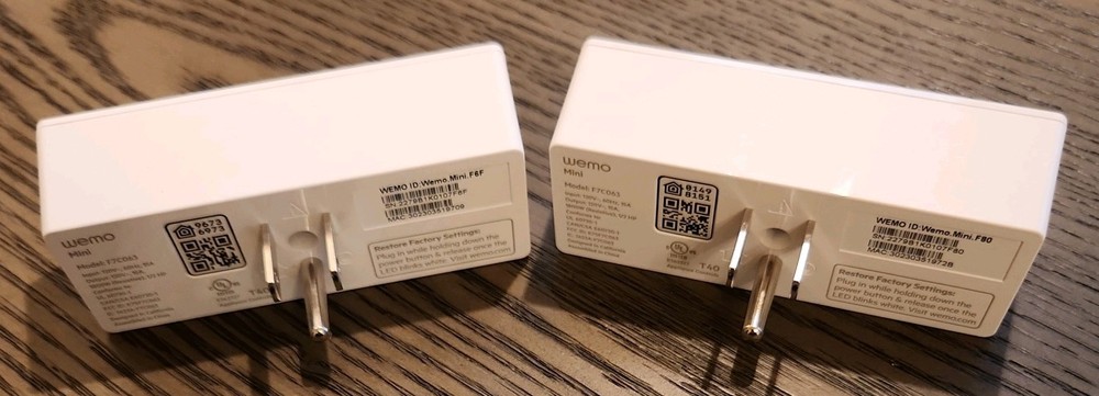 2x Wemo Mini Smart Outlet Plug F7C063