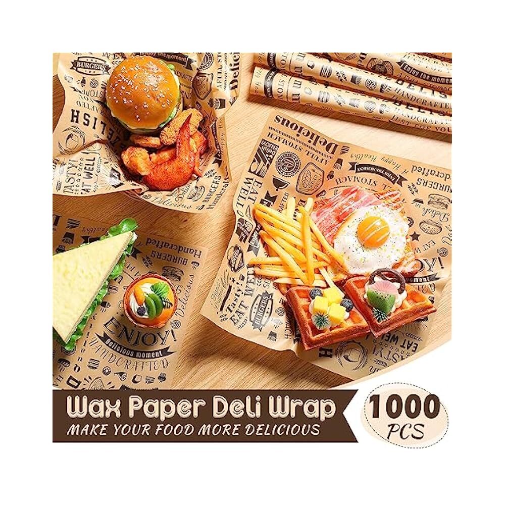 1000ct 12x12" Food Wax Paper, Grease Resistant Liners for Trays & Baskets