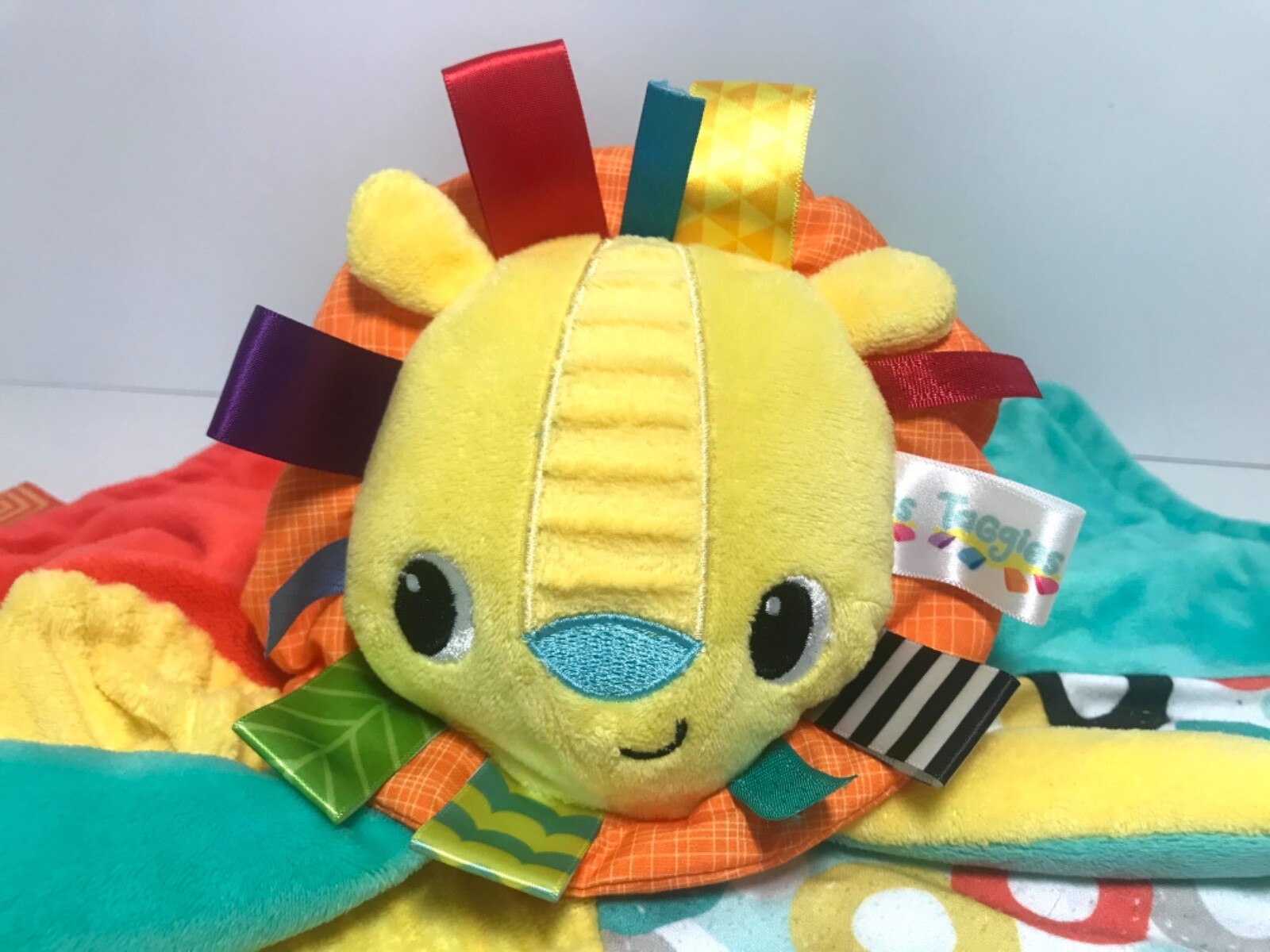 Bright Starts Taggies Lion Lovey 14" Yellow Security Blanket Baby Toy