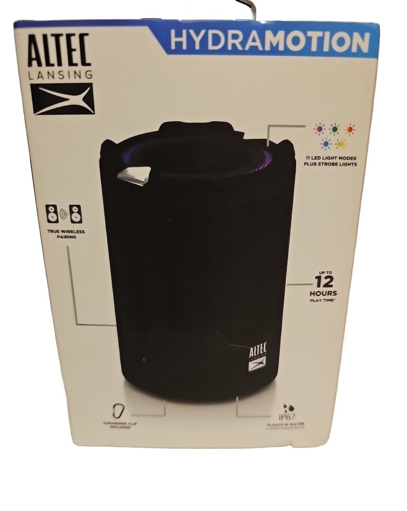 New Altec Lansing Hydramotion Waterproof Wireless Portable Bluetooth Speaker