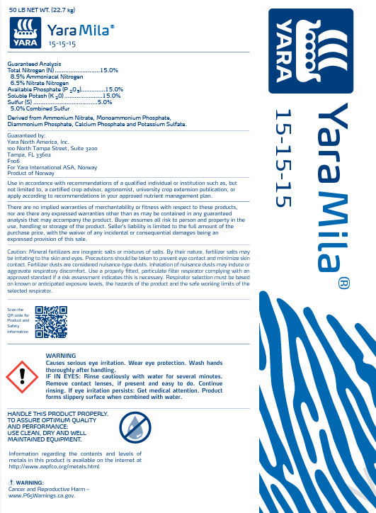 YARA MILA All purpose TRIPLE 15-15-15 Fertilizer lawn garden farm and food plot