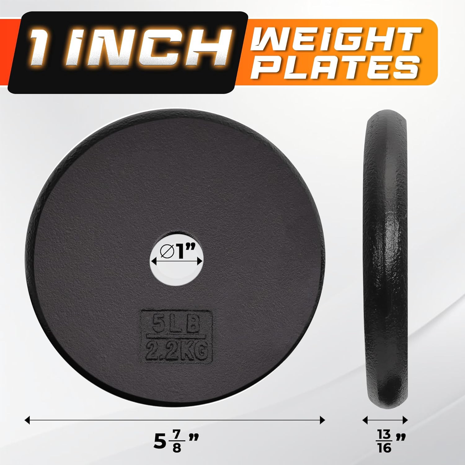 Standard 1" Cast Iron Weight Plate - Ideal for Strength Training - Multiple Weig