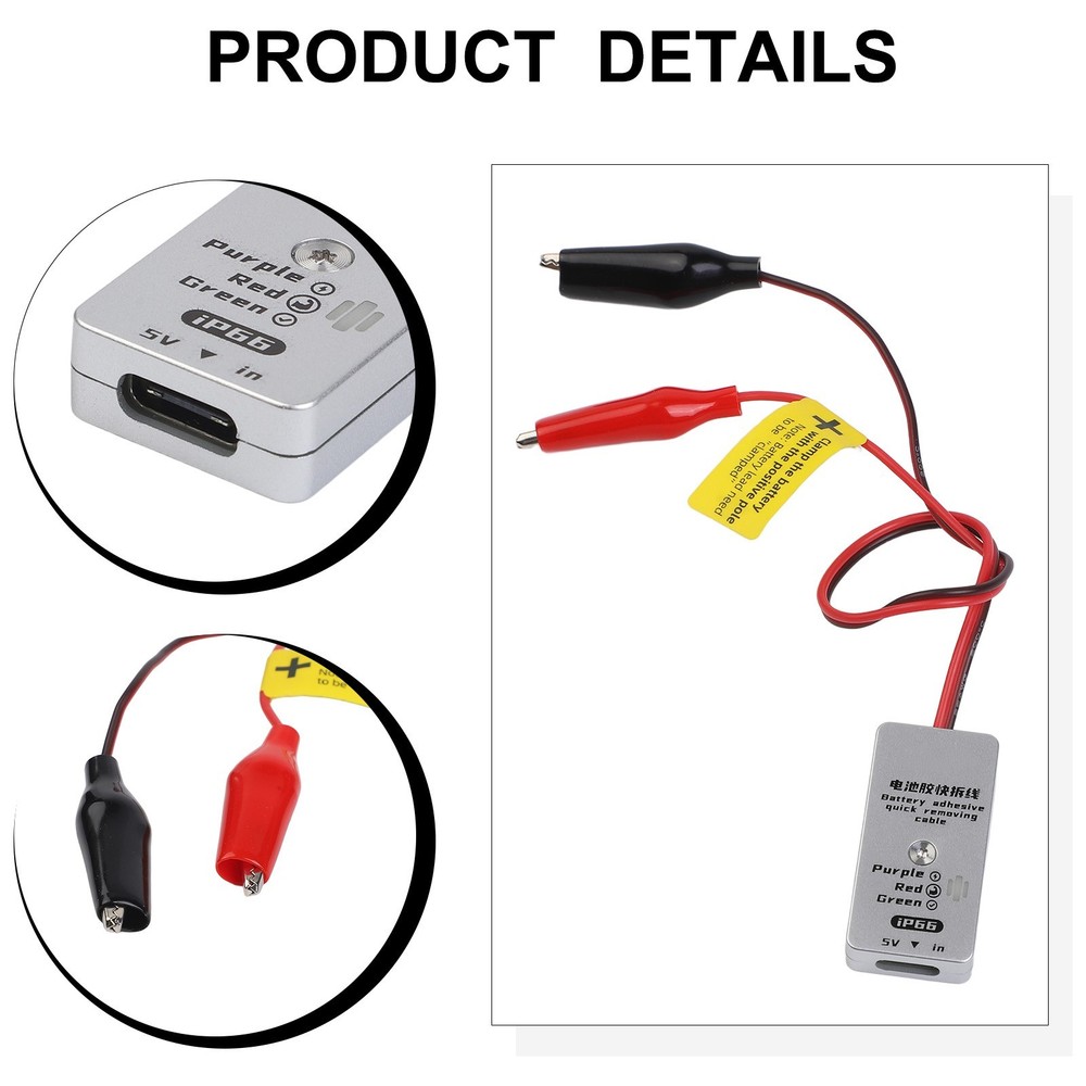 IP66 Battery Glue Quick Release Cable 20cm with Current Limiting and LED Lights
