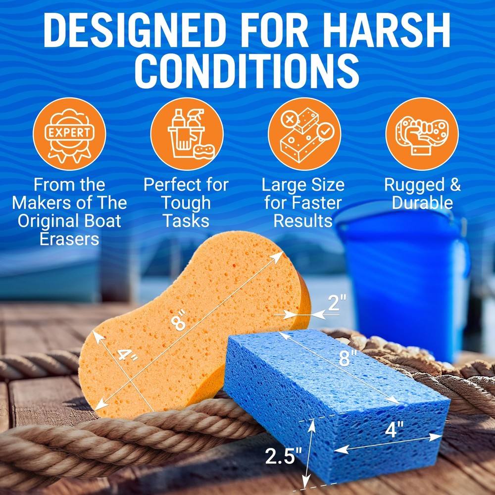 Extra Large Bail Sponge and Bone Sponge Set 6 Soft Car Sponges