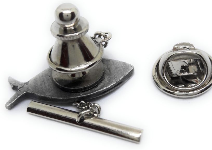 PEWTER CHRISTIEN INSIGNIA TIE TACK / LAPEL PIN