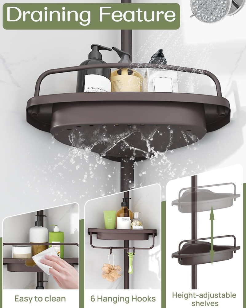 Rustproof Shower Caddy Corner for Bathroom, Bathtub Storage Organizer
