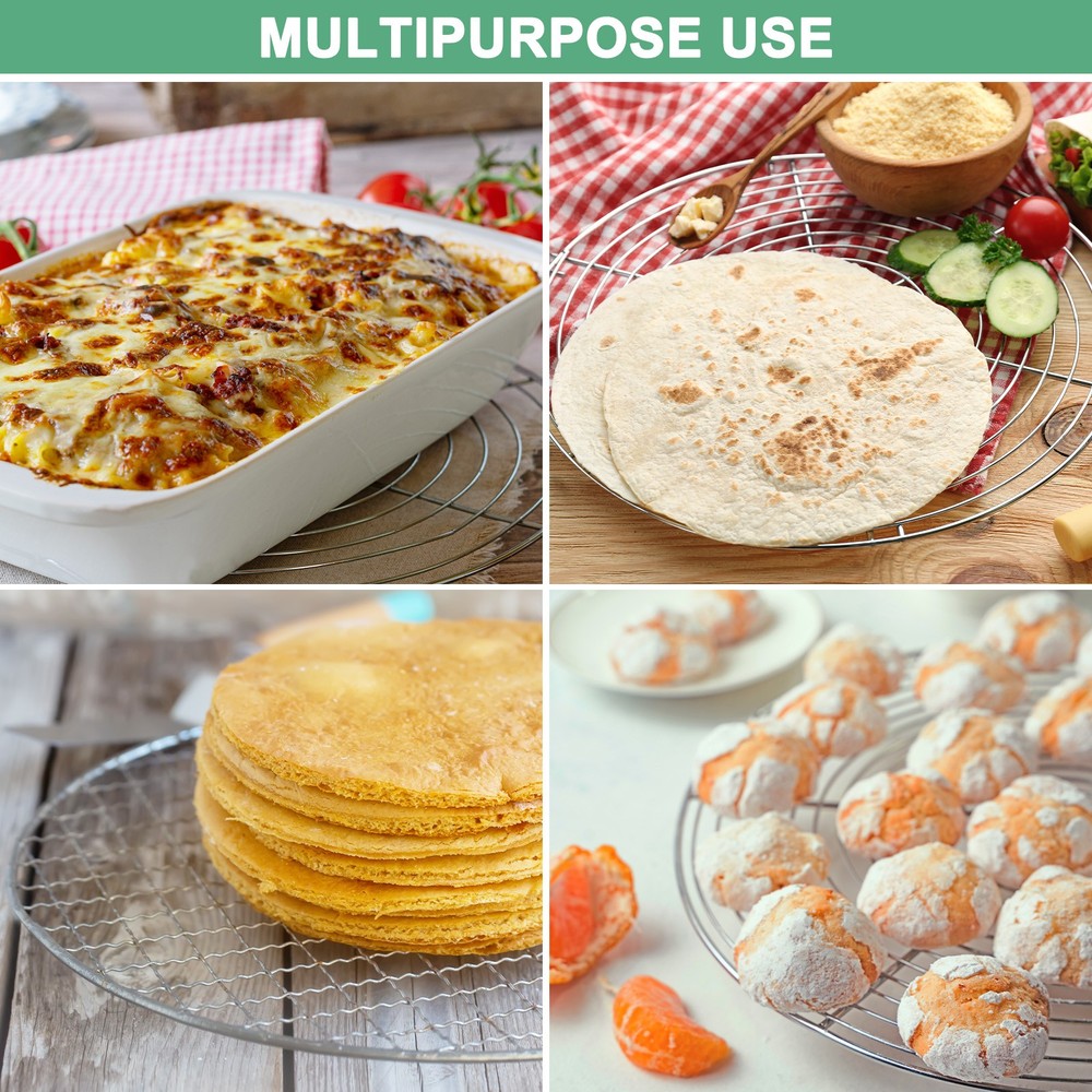 2-Pack Cooling Rack, 8" Round Stainless Steel Baking Rack [Silver]