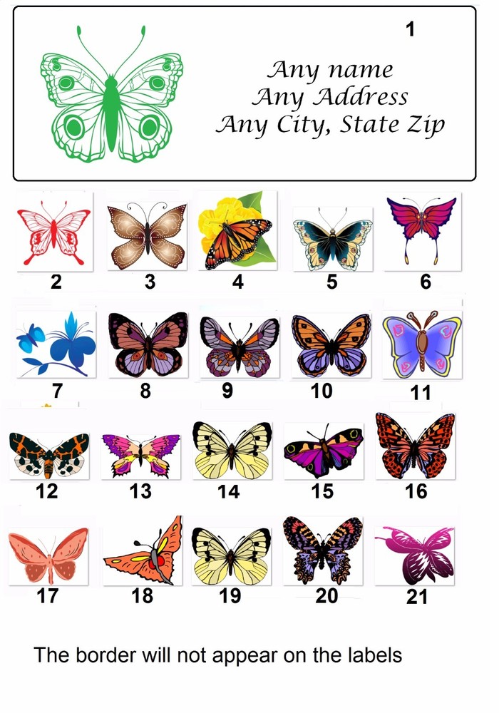 30 Personalized Address Labels Butterflies (B5)