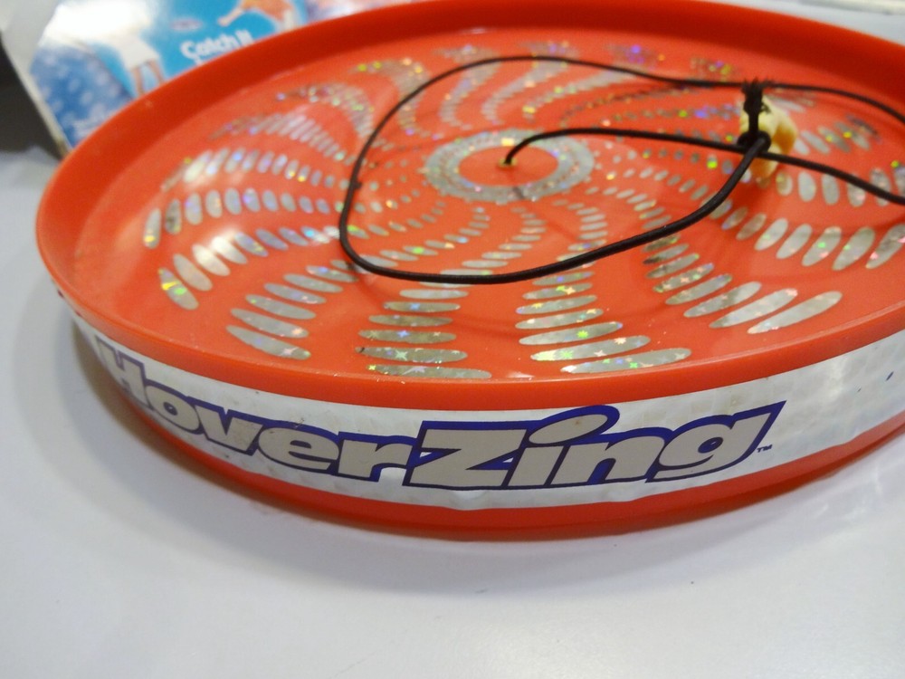 Cool HOVERZING FLYING DISC ON STRING Orange Gyroscopic 9" Overbreak Flip N Flyer
