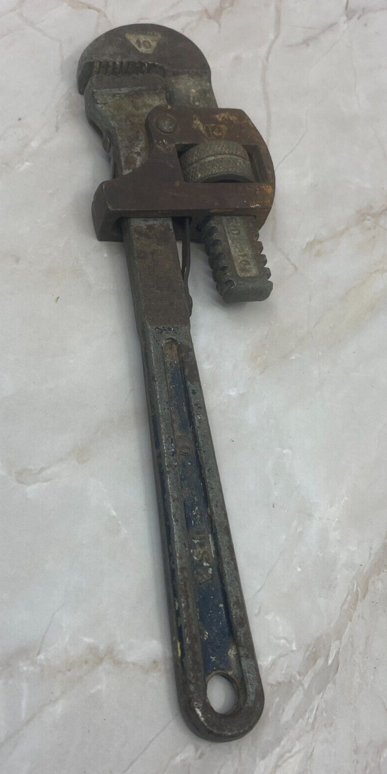 Vintage Adjustable Pipe Wrench Billings 10 A Made In USA Drop Forged